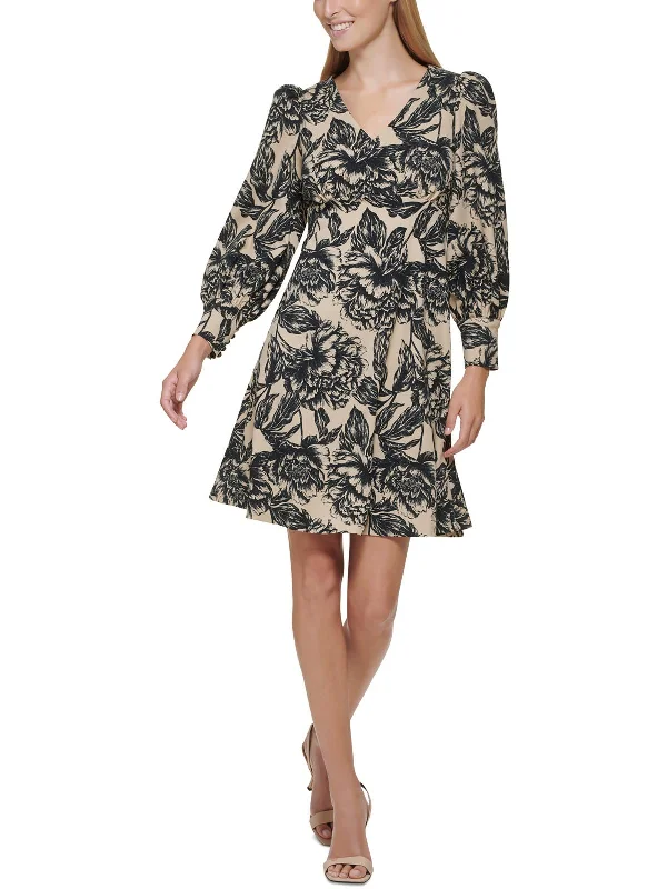 Trendy Aesthetics Petites Womens Floral Short Mini Dress