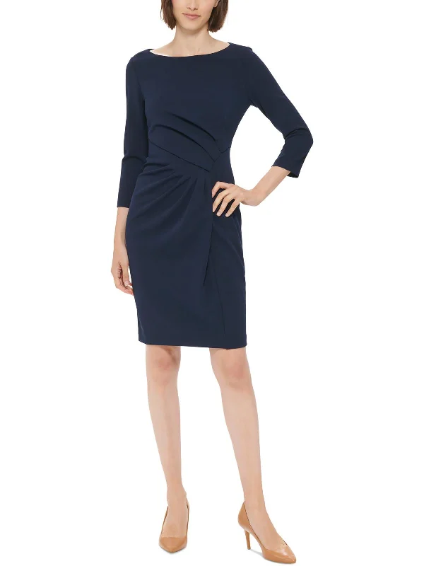 Season Offer Petites Womens Gathered Mini Sheath Dress