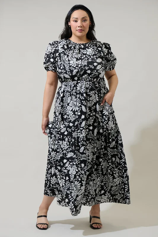 Chic And Edgy Pine Hill Floral Becca Tiered Maxi Dress Curve