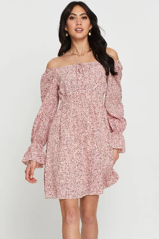 Wardrobe Upgrade Print Mini Dress Long Sleeve