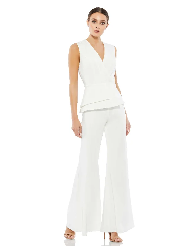 Daily Essentials Sleeveless Faux Wrap Peplum Jumpsuit