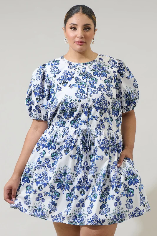 Fashion Forward Viara Floral Alba Puff Sleeve Mini Dress Curve