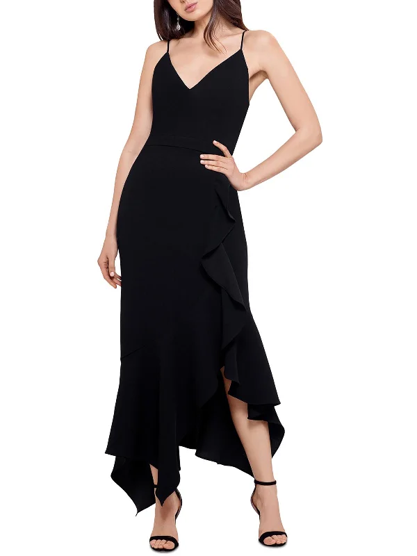 Effortless Sophistication Womens Crepe Ruffled Midi Dress