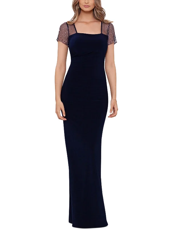 Chic Outfits Womens Embellished Polyester Evening Dress