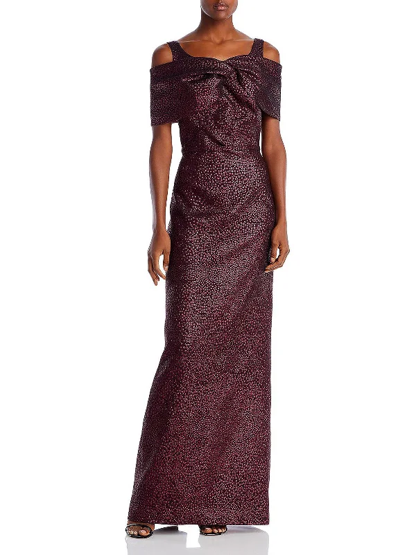 Season Sale Womens Jacquard Metallic Evening Dress