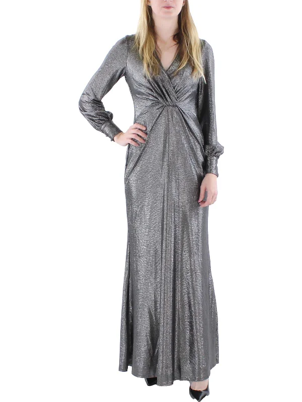 Valentine's Special Womens Metallic Surplice Evening Dress