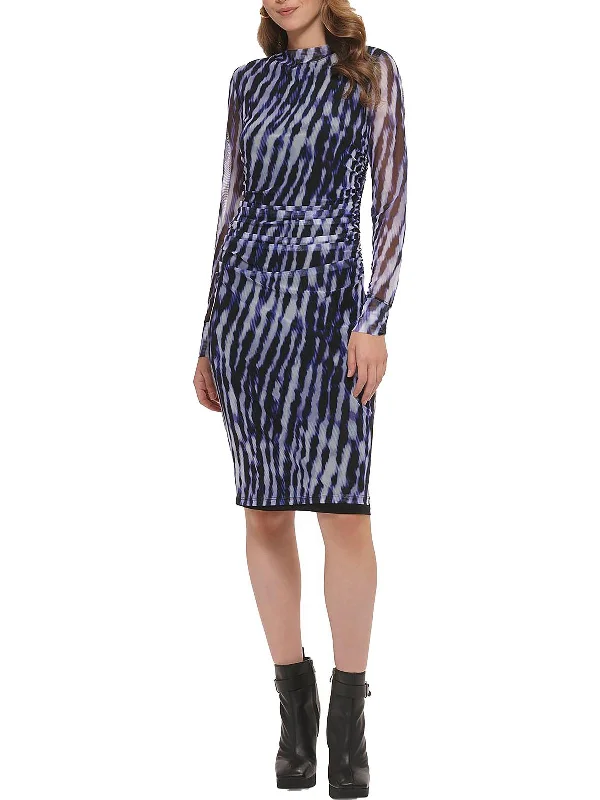 Effortless Comfort Womens Printed Knee-Length Sheath Dress