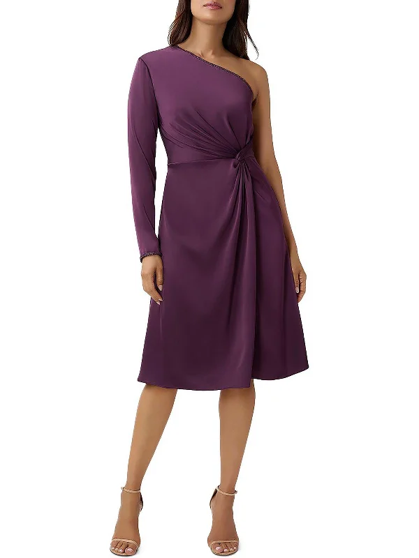 Vibrant Styles Womens Twist Front Midi Cocktail and Party Dress