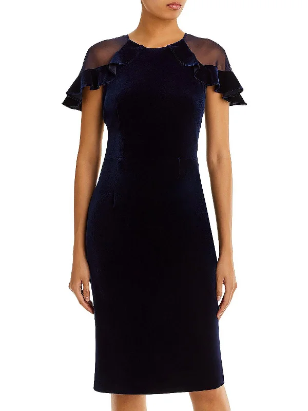 Trend Alert Womens Velvet Knee-Length Cocktail and Party Dress