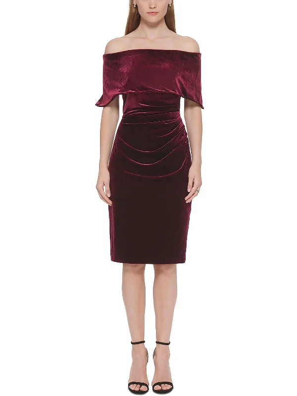 Fashion Deal Womens Velvet Mini Cocktail and Party Dress