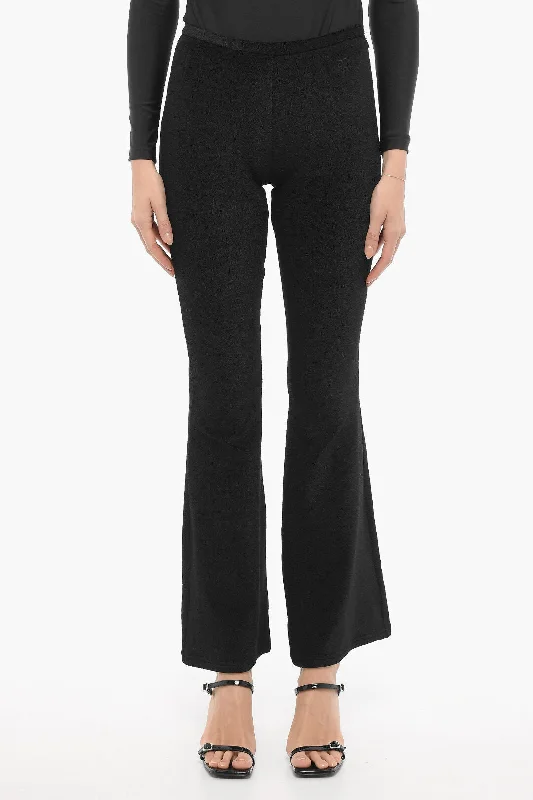 Chic Wardrobe Essentials Courreges Solid Color Flared Pants with Side Zip