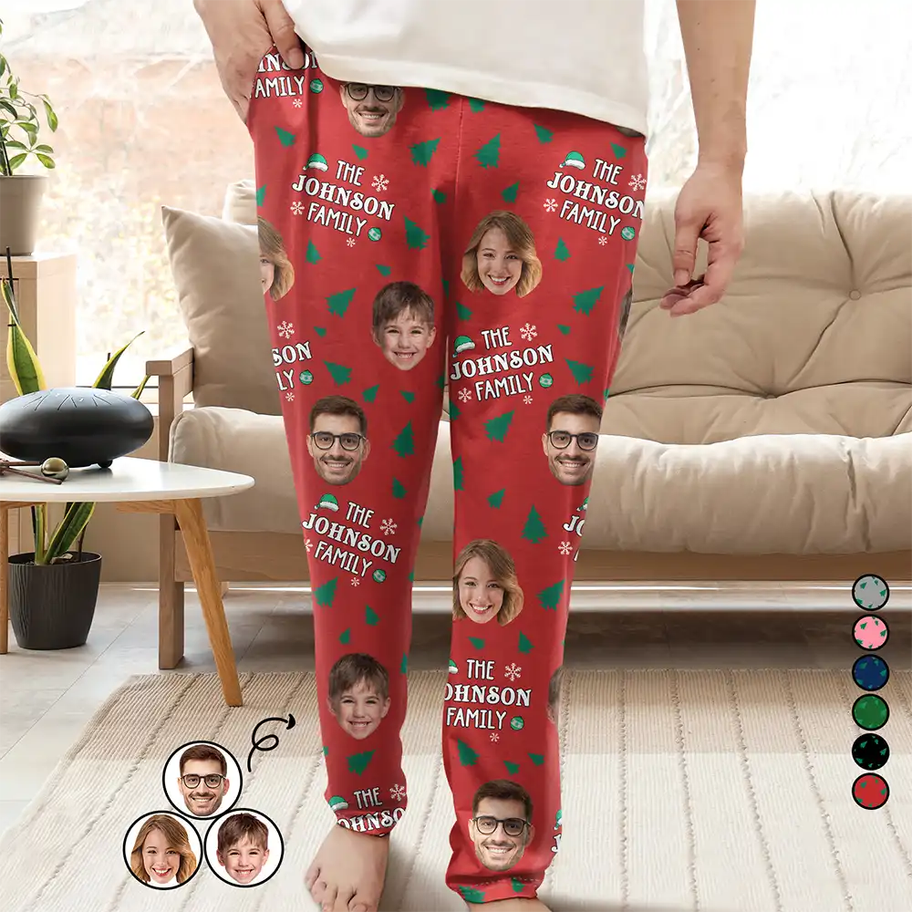 Dive Into Trendy Styles Custom Photo Christmas Family Faces - Personalized Pajama Pants