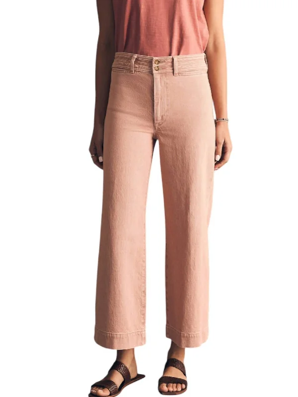 Dreamy Draping Natural Dye Denim Harbor Crop Jeans In Clay Pink Wash