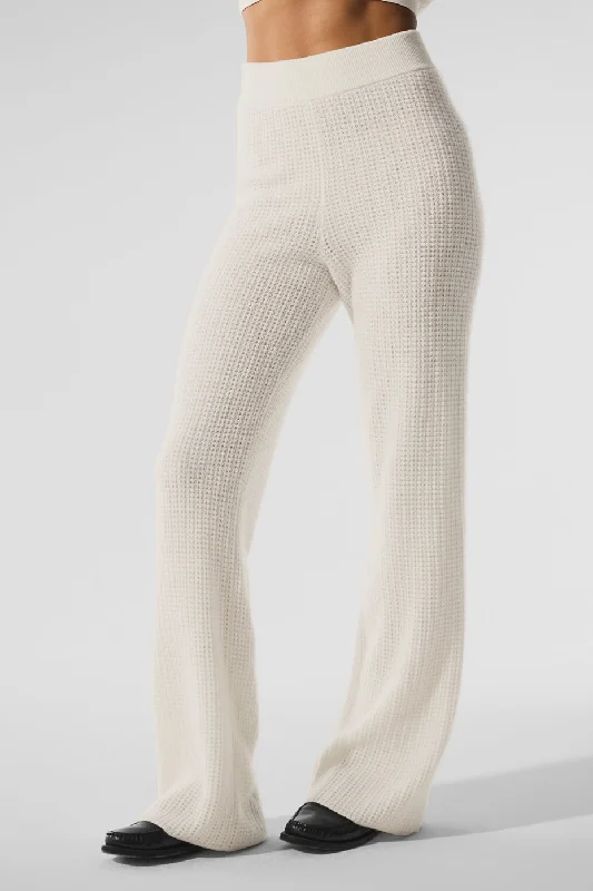 Massive Savings Cashmere High-Waist Plush Waffle Pant - Ivory