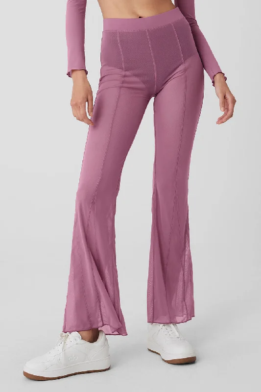 Stylish Spring Fashion Mesh High-Waist Flicker Pant - Soft Mulberry