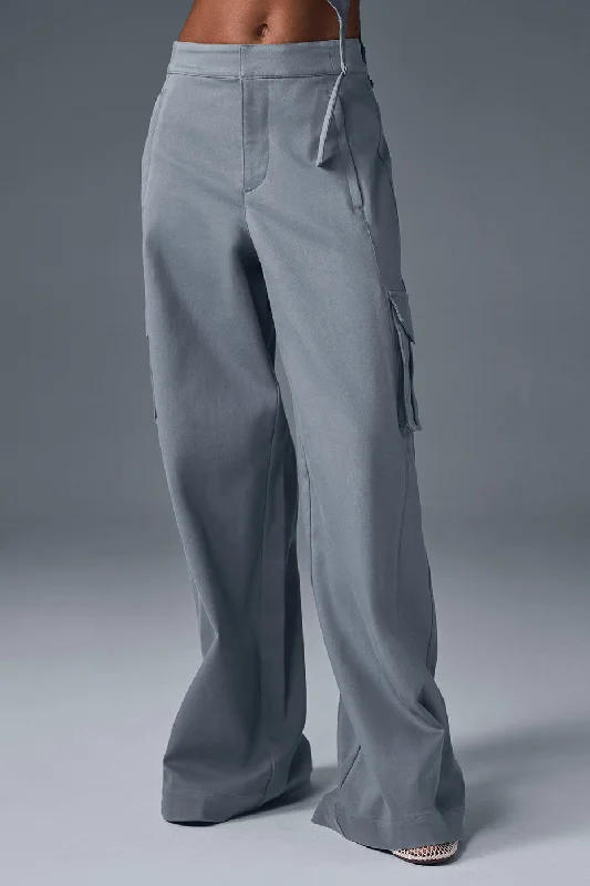 Forward Trendsetter Show Off Cargo Wide Leg Trouser (Long) - Steel Grey