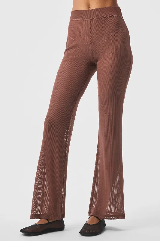 Exclusive Sale Striped Mesh Tropical Nights Flare Pant - Chestnut