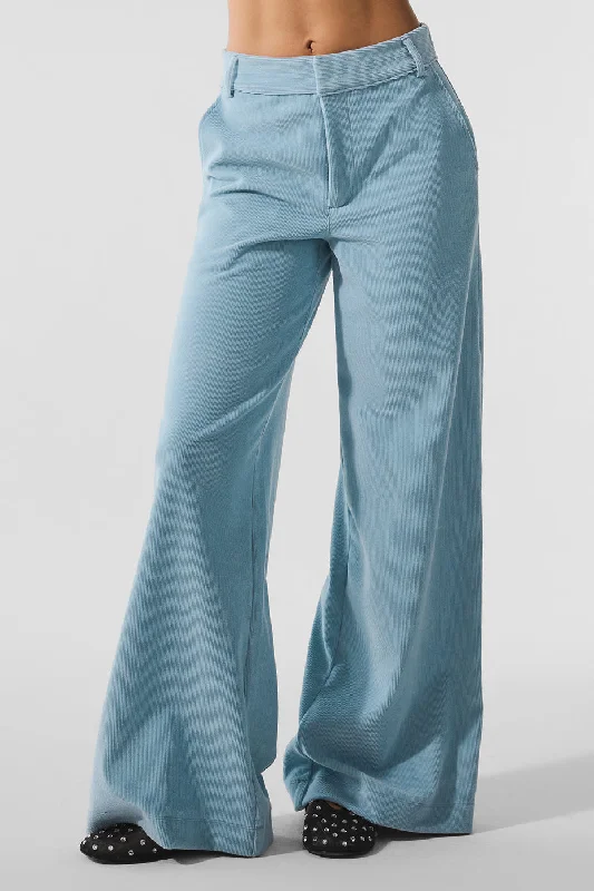 Hot Sale Micro Corduroy Mid-Rise Dreamer Wide Leg Trouser - Celestial Blue