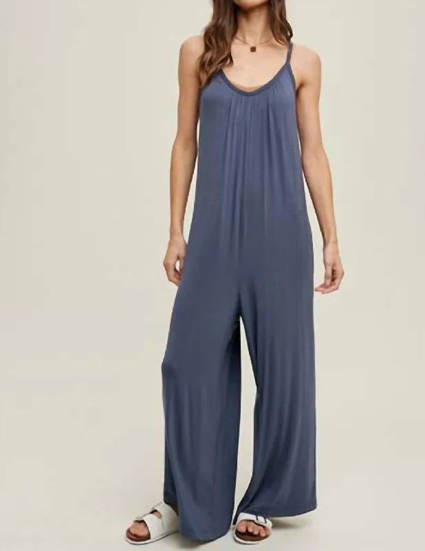 Modern Glamour Wide Leg Jumpsuit In Blue